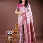 Shree Shyam Fashion Purple Linen Cotton Woven Zari Work Traditional Tassel Saree