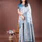 Shree Shyam Fashion Sky Blue Linen Cotton Woven Zari Work Traditional Tassel Saree
