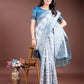 Shree Shyam Fashion Sky Blue Linen Cotton Woven Zari Work Traditional Tassel Saree