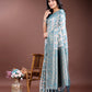 Shree Shyam Fashion Sea Green Linen Cotton Woven Zari Work Traditional Tassel Saree