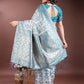 Shree Shyam Fashion Sea Green Linen Cotton Woven Zari Work Traditional Tassel Saree