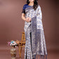 Shree Shyam Fashion Navy Blue Linen Cotton Woven Zari Work Traditional Tassel Saree