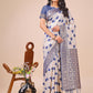 Shree Shyam Fashion Elegant Off-White & Blue Linen Cotton Saree with Zari Woven Border and Pallu - Soft Lightweight Saree for Daily,Festive & Office Wear