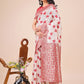 Shree Shyam Fashion Elegant Off-White & Maroon Linen Cotton Saree with Zari Woven Border and Pallu - Soft Lightweight Saree for Daily,Festive & Office Wear