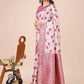 Shree Shyam Fashion Elegant Off-White & Magenta Linen Cotton Saree with Zari Woven Border and Pallu - Soft Lightweight Saree for Daily,Festive & Office Wear