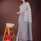 Shree Shyam Fashion Blue Linen Saree with Rich Woven Zari Work - Elegant Ethnic Saree for Festive & Office Wear