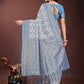 Shree Shyam Fashion Sky Blue Linen Saree with Rich Woven Zari Work - Elegant Ethnic Saree for Festive & Office Wear