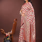 Shree Shyam Fashion Elegant Red & Cream Linen Saree with Geometric Design and Zari Border - Festive & Party Wear
