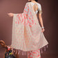 Shree Shyam Fashion Elegant Beige & Coral Linen Saree with Zari Border and Abstract Pattern - Premium Festive & Office Wear