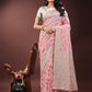 Shree Shyam Fashion Elegant Beige & Coral Linen Saree with Zari Border and Abstract Pattern - Premium Festive & Office Wear