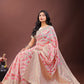 Shree Shyam Fashion Elegant Beige & Coral Linen Saree with Zari Border and Abstract Pattern - Premium Festive & Office Wear
