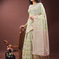 Shree Shyam Fashion Elegant Beige & Coral Linen Saree with Zari Border and Abstract Pattern - Premium Festive & Office Wear