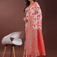 Shree Shyam Fashion Stunning Beige & Red Linen Saree with Floral Print and Rich Zari Pallu - Festive & Traditional Wear