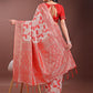 Shree Shyam Fashion Stunning Beige & Red Linen Saree with Floral Print and Rich Zari Pallu - Festive & Traditional Wear