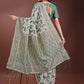 Shree Shyam Fashion Stunning Beige & Green Linen Saree with Floral Print and Rich Zari Pallu - Festive & Traditional Wear