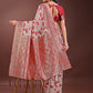 Shree Shyam Fashion Stunning Beige & Red Linen Saree with Floral Print and Rich Zari Pallu - Festive & Traditional Wear