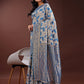 Shree Shyam Fashion Stunning Beige & Red Linen Saree with Floral Print and Rich Zari Pallu - Festive & Traditional Wear
