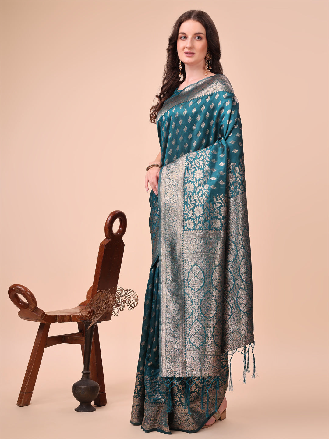 Astita Magenta Banarasi Silk Saree with Silver Zari Woven Pallu & Border - Wedding & Festive Wear Elegance | Swadesiicart