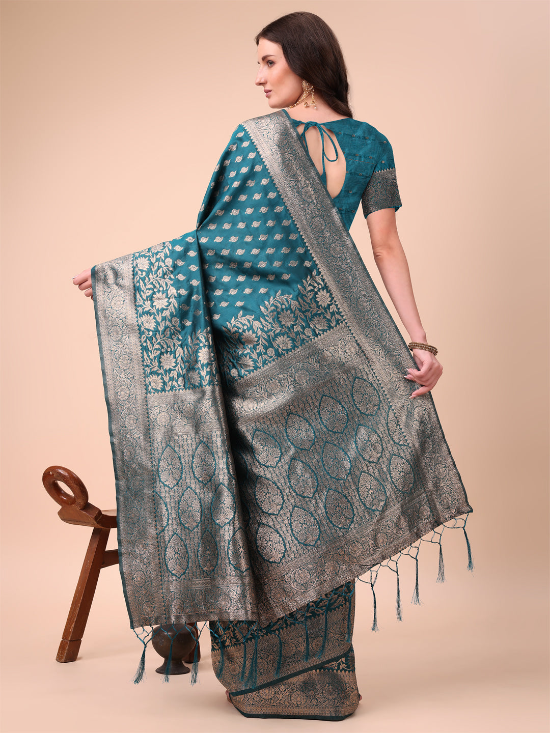 Astita Magenta Banarasi Silk Saree with Silver Zari Woven Pallu & Border - Wedding & Festive Wear Elegance | Swadesiicart