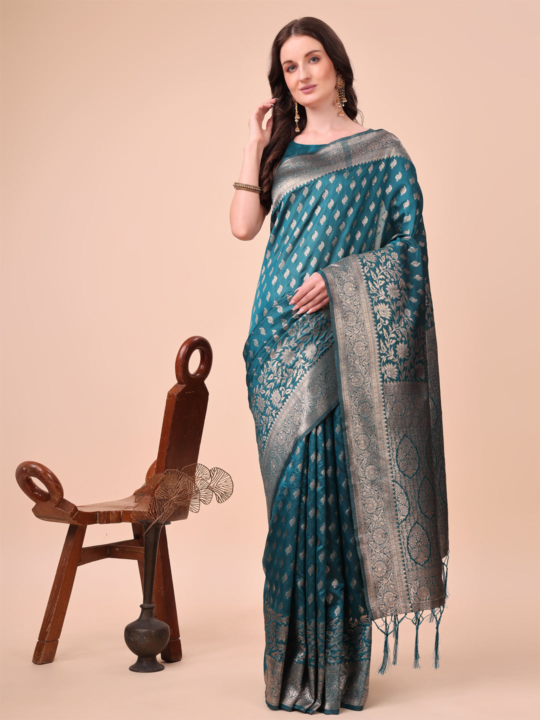 Astita Magenta Banarasi Silk Saree with Silver Zari Woven Pallu & Border - Wedding & Festive Wear Elegance | Swadesiicart