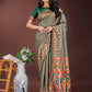Astita Vibrant Copper & Green Banarasi Silk Saree with Colorful Pallu - Perfect Blend of Tradition and Festive Elegance | Swadesiicart
