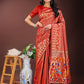 Astita Vibrant Copper & Red Banarasi Silk Saree with Colorful Pallu - Perfect Blend of Tradition and Festive Elegance | Swadesiicart