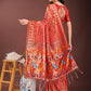 Astita Vibrant Copper & Red Banarasi Silk Saree with Colorful Pallu - Perfect Blend of Tradition and Festive Elegance | Swadesiicart
