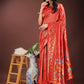 Astita Fiery Red Banarasi Silk Saree with Gold Zari and Colorful Pallu - Perfect for Bridal,Wedding & Festive Glamour | Swadesiicart