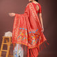 Astita Fiery Red Banarasi Silk Saree with Gold Zari and Colorful Pallu - Perfect for Bridal,Wedding & Festive Glamour | Swadesiicart