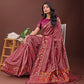 Astita Fiery Purple Banarasi Silk Saree with Gold Zari and Colorful Pallu - Perfect for Bridal,Wedding & Festive Glamour | Swadesiicart