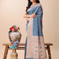 Shree Shyam Fashion Graceful Blue & Beige Lichi Silk Saree with Elegant Woven Pallu - Timeless Beauty for Every Occasion