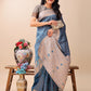 Shree Shyam Fashion Graceful Blue & Beige Lichi Silk Saree with Elegant Woven Pallu - Timeless Beauty for Every Occasion