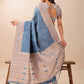 Shree Shyam Fashion Graceful Blue & Beige Lichi Silk Saree with Elegant Woven Pallu - Timeless Beauty for Every Occasion