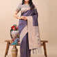 Shree Shyam Fashion Graceful Navy Blue & Beige Lichi Silk Saree with Elegant Woven Pallu - Timeless Beauty for Every Occasion
