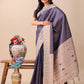 Shree Shyam Fashion Graceful Navy Blue & Beige Lichi Silk Saree with Elegant Woven Pallu - Timeless Beauty for Every Occasion