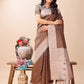 Shree Shyam Fashion Graceful Brown & Beige Lichi Silk Saree with Elegant Woven Pallu - Timeless Beauty for Every Occasion