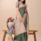 Shree Shyam Fashion Graceful Green & Beige Lichi Silk Saree with Elegant Woven Pallu - Timeless Beauty for Every Occasion