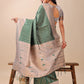 Shree Shyam Fashion Graceful Green & Beige Lichi Silk Saree with Elegant Woven Pallu - Timeless Beauty for Every Occasion