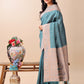 Shree Shyam Fashion Graceful Teal & Beige Lichi Silk Saree with Elegant Woven Pallu - Timeless Beauty for Every Occasion