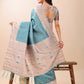 Shree Shyam Fashion Graceful Teal & Beige Lichi Silk Saree with Elegant Woven Pallu - Timeless Beauty for Every Occasion