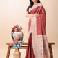 Shree Shyam Fashion Graceful Maroon & Beige Lichi Silk Saree with Elegant Woven Pallu - Timeless Beauty for Every Occasion