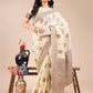Shree Shyam Fashion Cream Cotton Woven Zari Work Traditional Tassel Saree