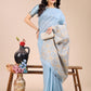 Shree Shyam Fashion Sky Blue Cotton Woven Zari Work Traditional Tassel Saree