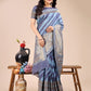 Shree Shyam Fashion Blue Cotton Woven Zari Work Traditional Tassel Saree