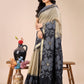 Shree Shyam Fashion Cream & Black Cotton Woven Zari Work Traditional Tassel Saree