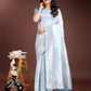 Shree Shyam Fashion Sky Blue Linen Cotton Saree - Elegant Simplicity for Everyday Grace