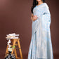 Shree Shyam Fashion Sky Blue Linen Cotton Saree - Elegant Simplicity for Everyday Grace