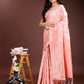 Shree Shyam Fashion Peach Linen Cotton Saree - Elegant Simplicity for Everyday Grace