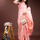Shree Shyam Fashion Peach Linen Cotton Saree - Elegant Simplicity for Everyday Grace