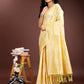 Shree Shyam Fashion Yellow Linen Cotton Saree - Elegant Simplicity for Everyday Grace